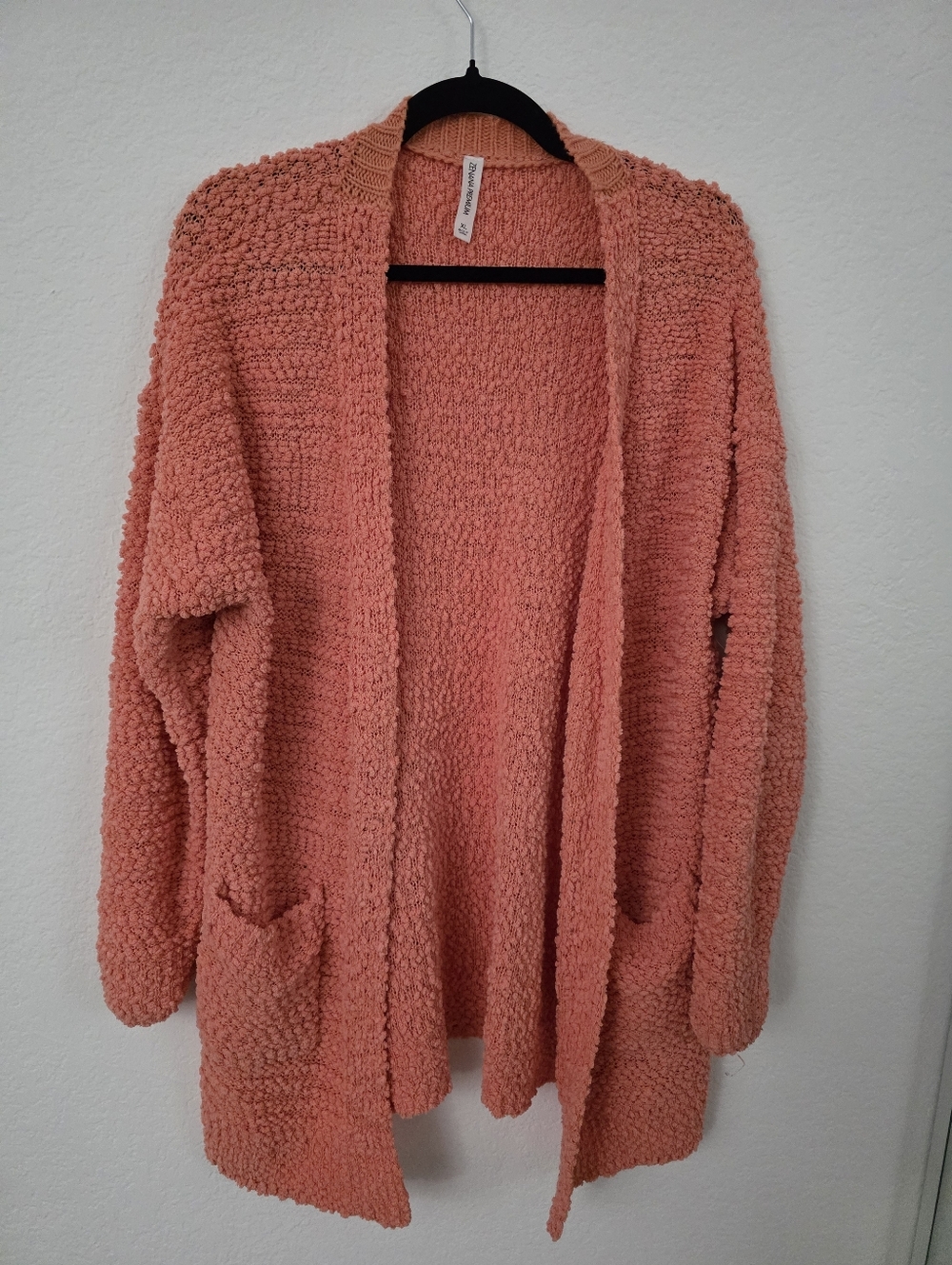Zenana Outfitters Coral Popcorn Open-Front Cardigan